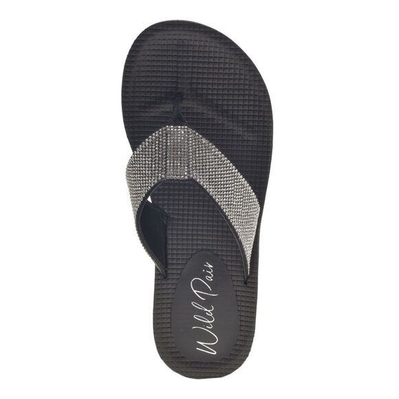 WILD PAIR Womens Black Saw Tooth Kalabasas Toe Wedge Slip On Thong Sandals 6 M - Picture 4 of 4